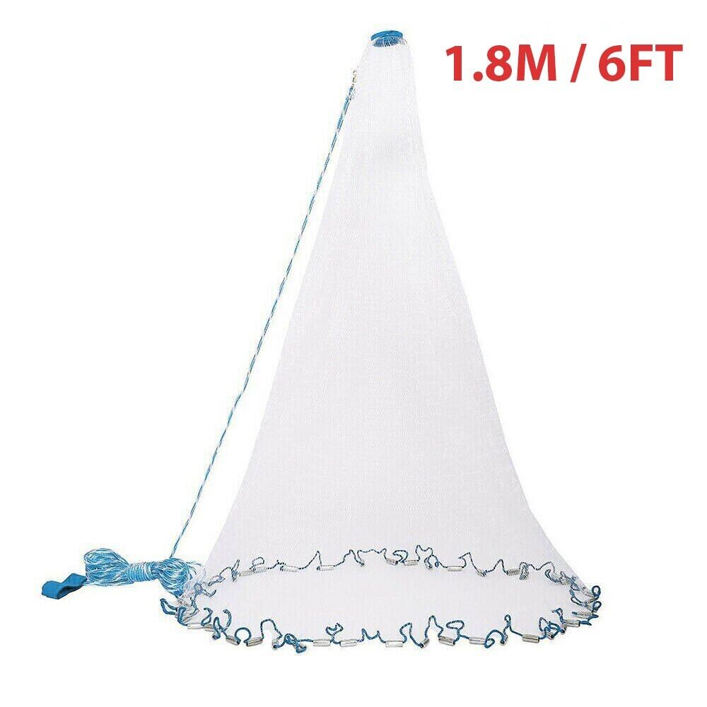 6/8/10/12/16FT Fishing Cast Net Bait Easy Throw Hand Cast Strong Nylon