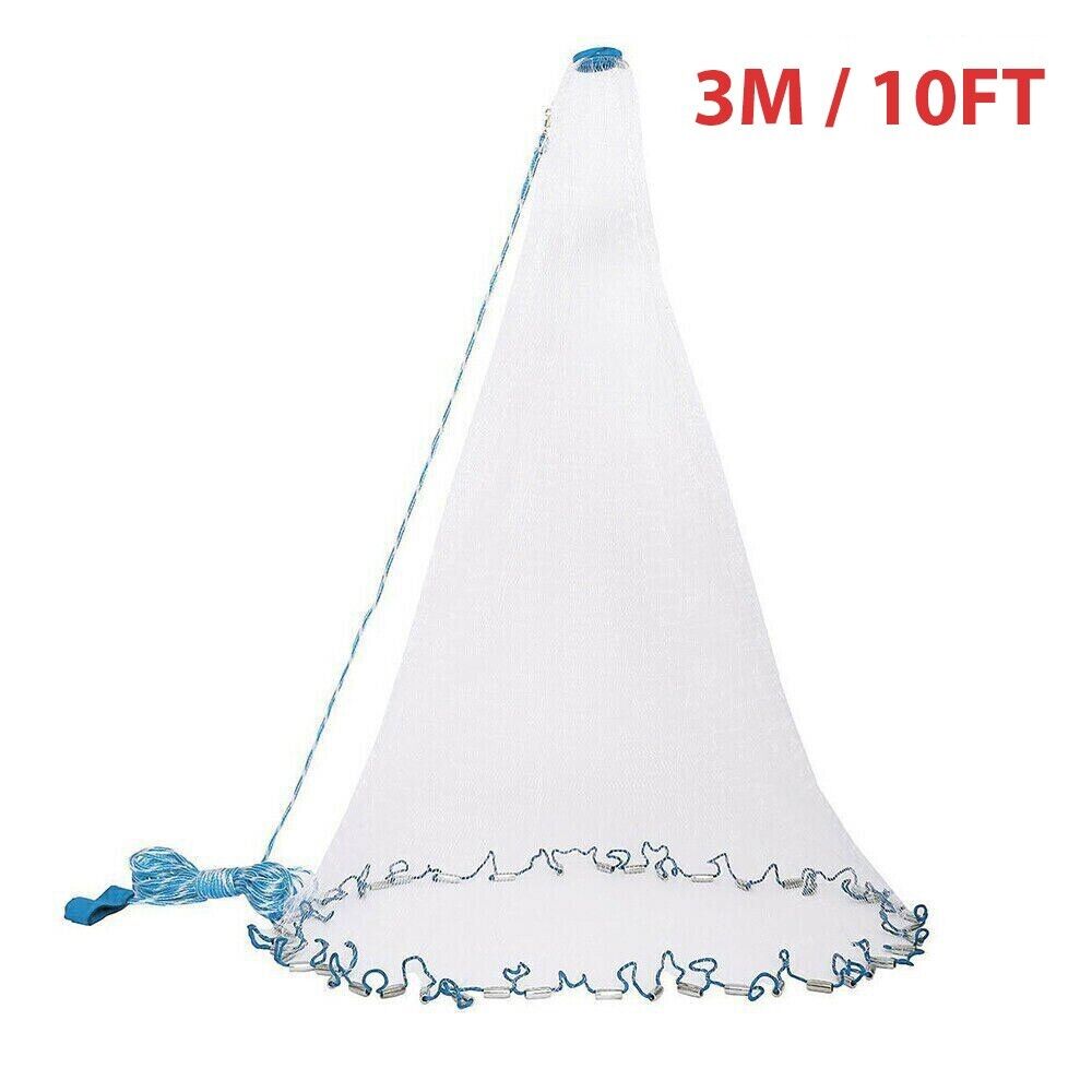 6/8/10/12/16FT Fishing Cast Net Bait Easy Throw Hand Cast Strong Nylon