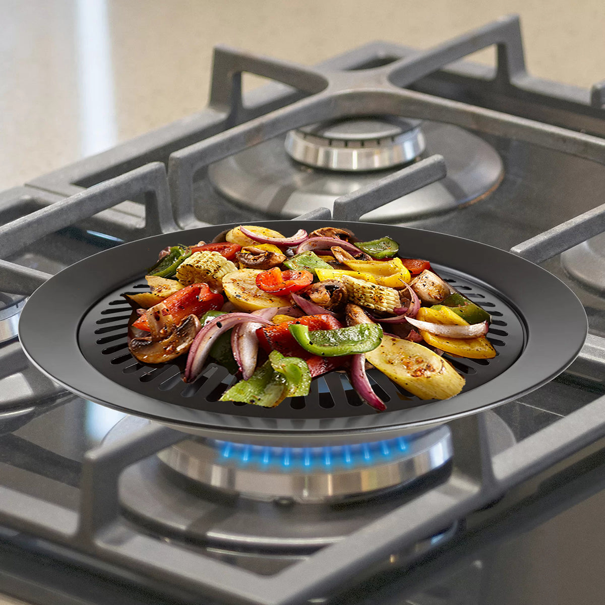 Go Go Smokeless Non-Stick Barbecue Grill Plate For Indoors And Outdoors