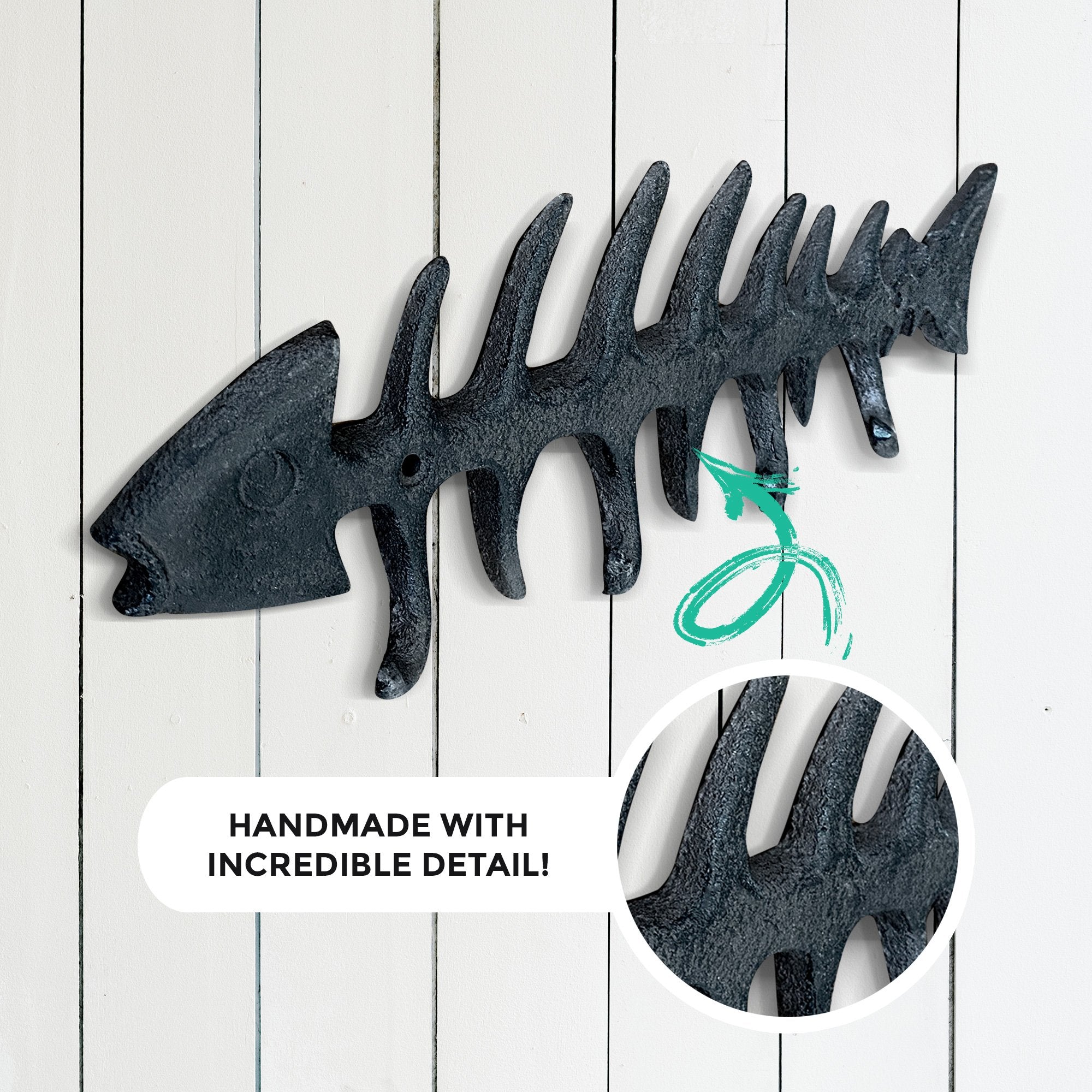 Fish Bones Wall Hooks, 13"