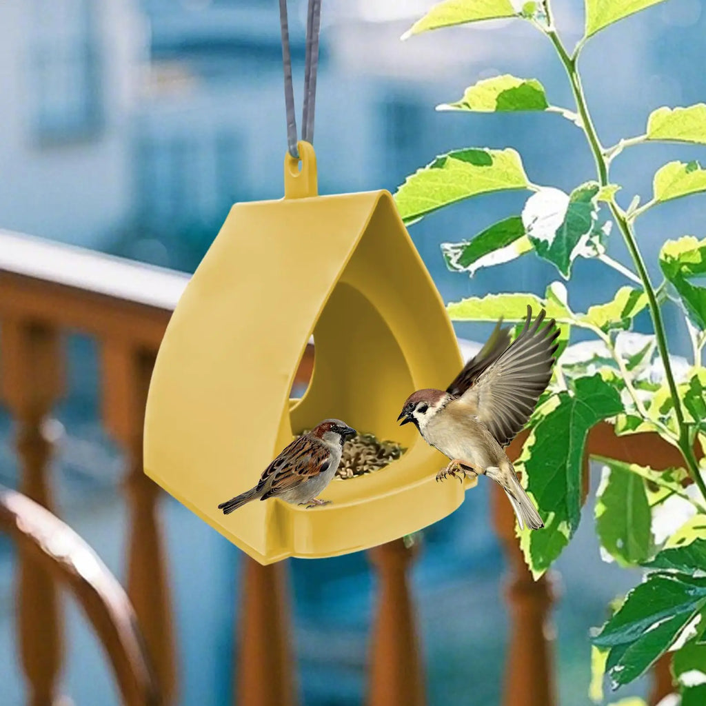 House Bird Feeder Open Design Decorative Hanger Hut Shape Hangable