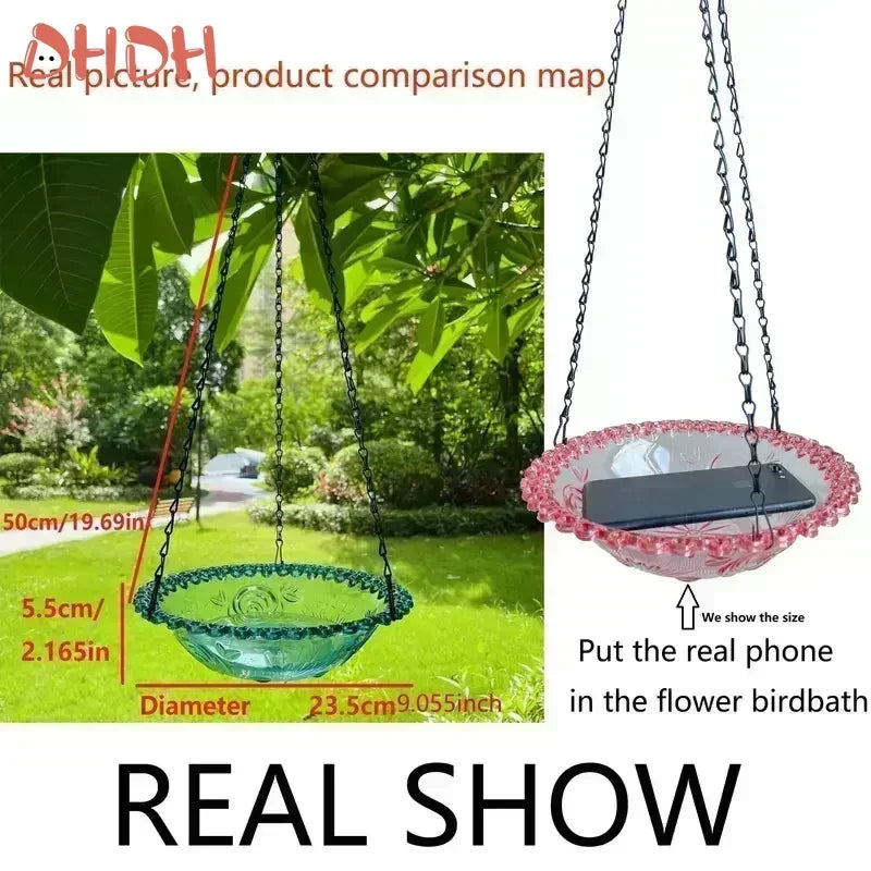 New Bird Flower Shaped Hanging Bird Birdbath For Garden/Yard