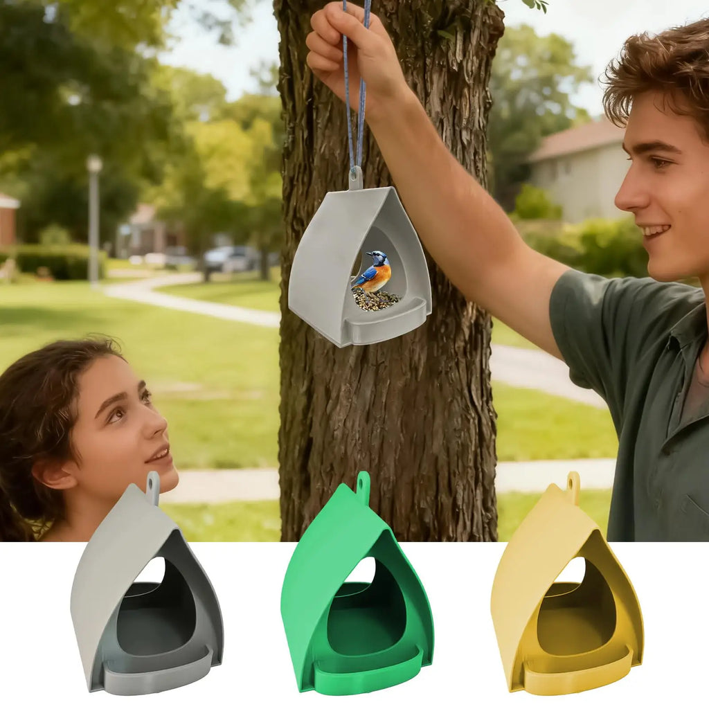 House Bird Feeder Open Design Decorative Hanger Hut Shape Hangable