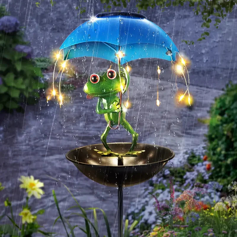Solar Powered Frog Statue Street Light Garden Decoration Outdoor