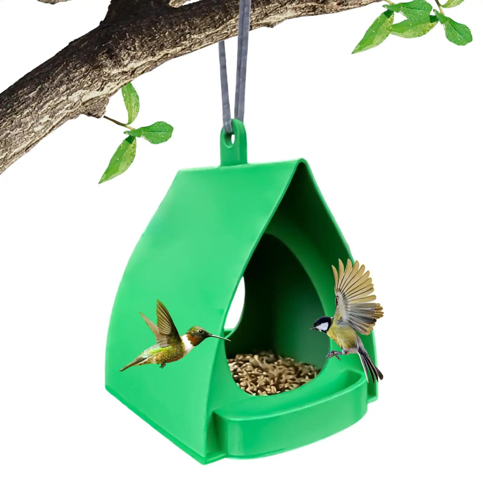 House Bird Feeder Open Design Decorative Hanger Hut Shape Hangable