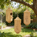 1-piece set of natural wooden hummingbird house and bird feeder, rural