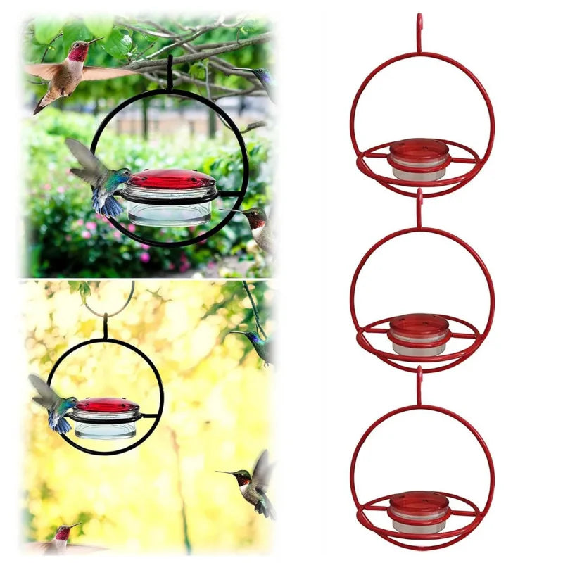 Metal Simple Hummingbird Water Feeder Hanging Round Mini Bird Feeder