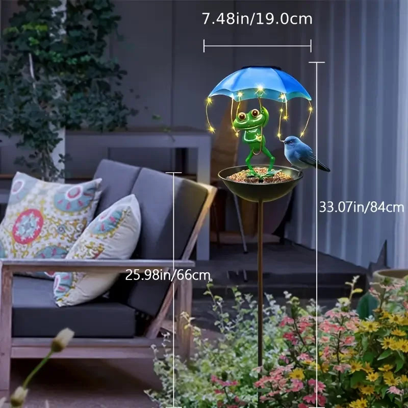 Solar Powered Frog Statue Street Light Garden Decoration Outdoor