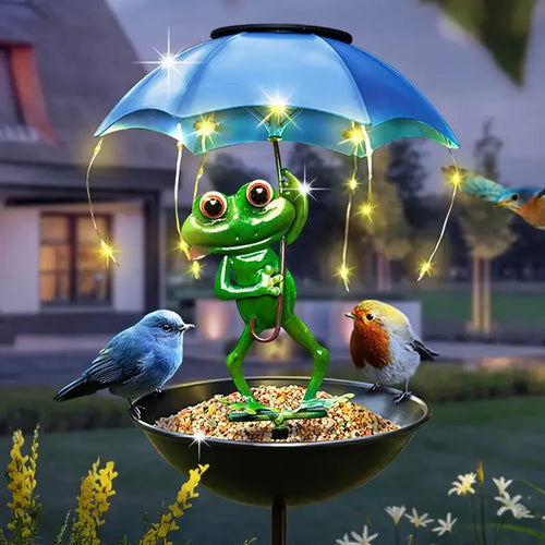 Solar Powered Frog Statue Street Light Garden Decoration Outdoor